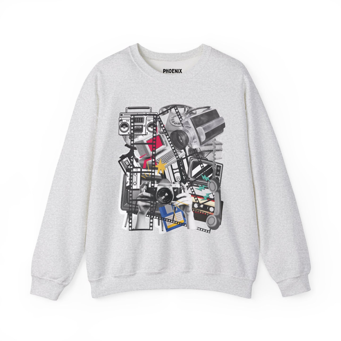 retro media mashup - crewneck sweatshirt