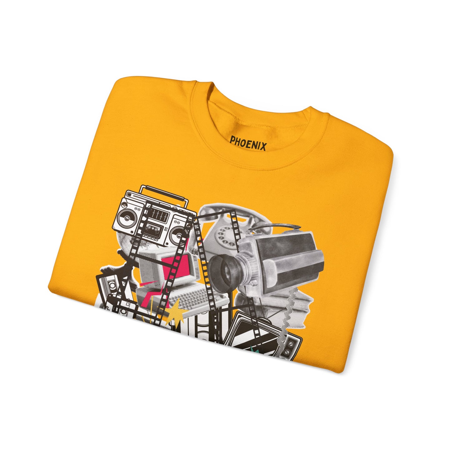 retro media mashup - crewneck sweatshirt