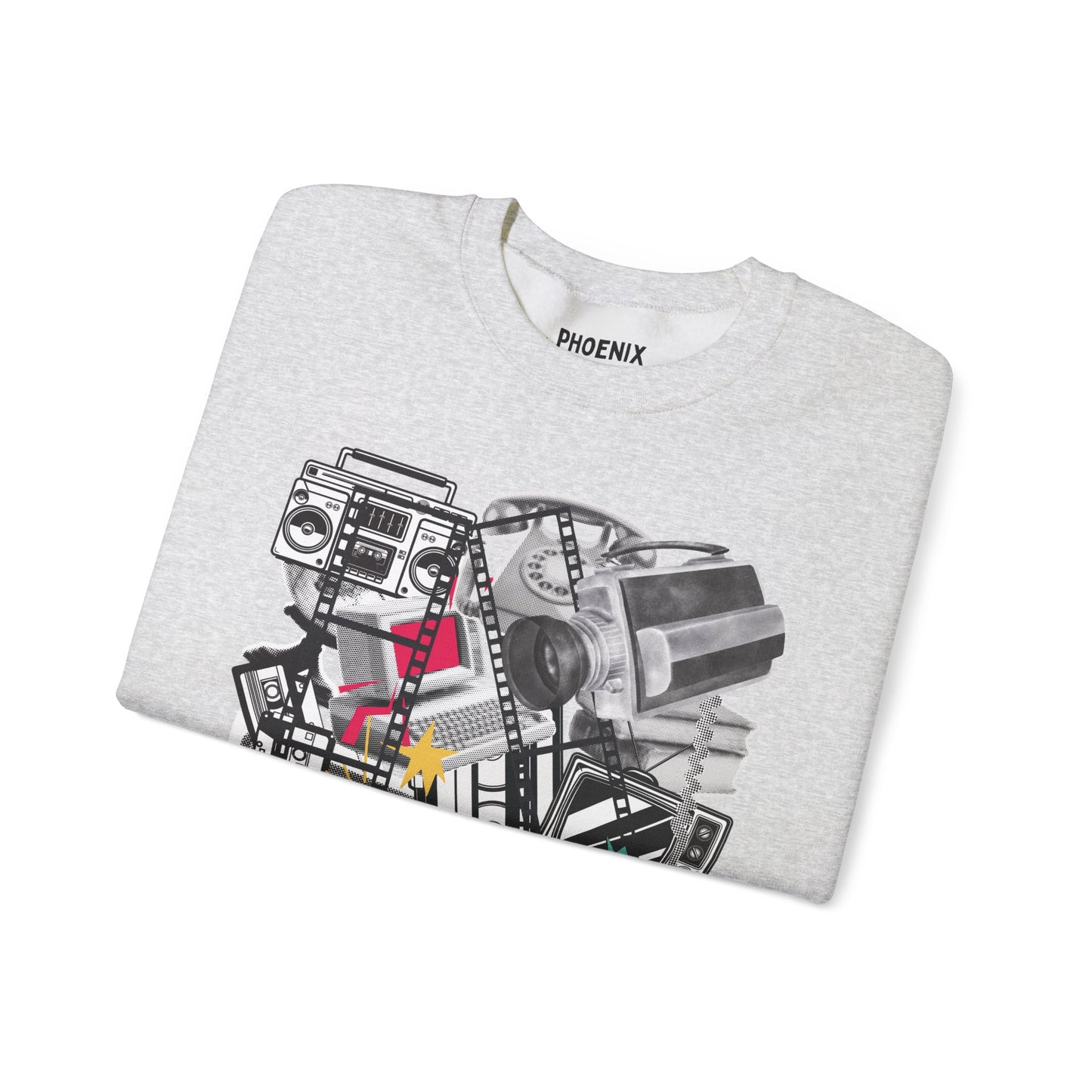 retro media mashup - crewneck sweatshirt