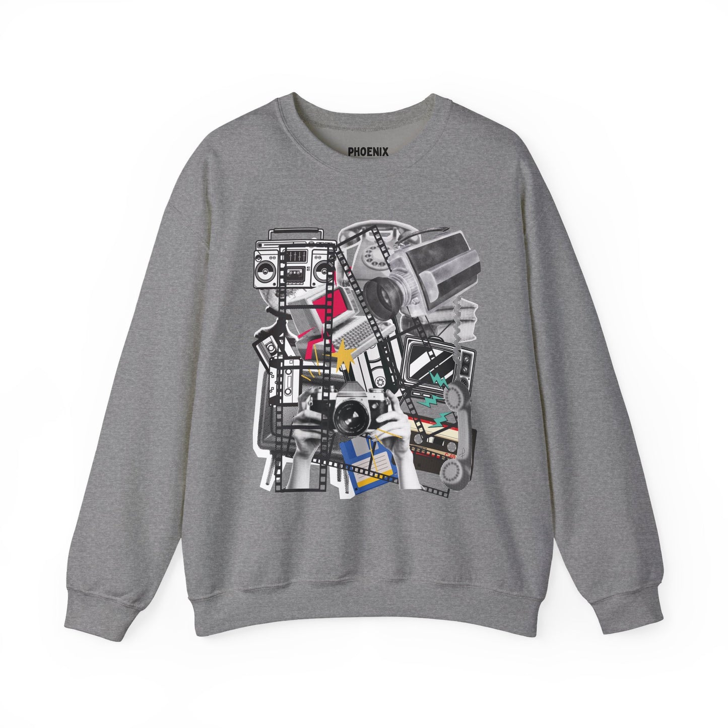retro media mashup - crewneck sweatshirt