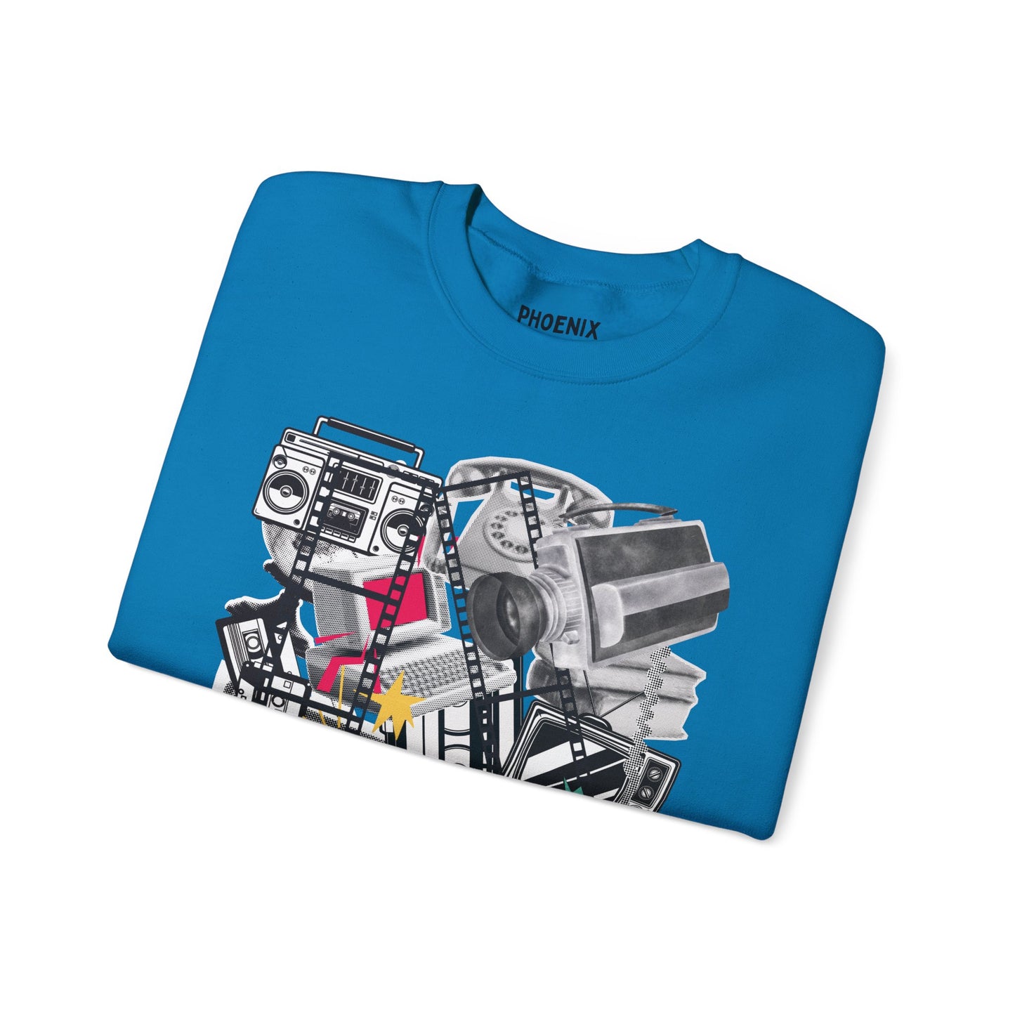 retro media mashup - crewneck sweatshirt