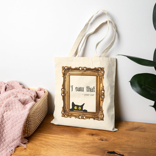'I Saw That' - Cat Canvas Tote Bag