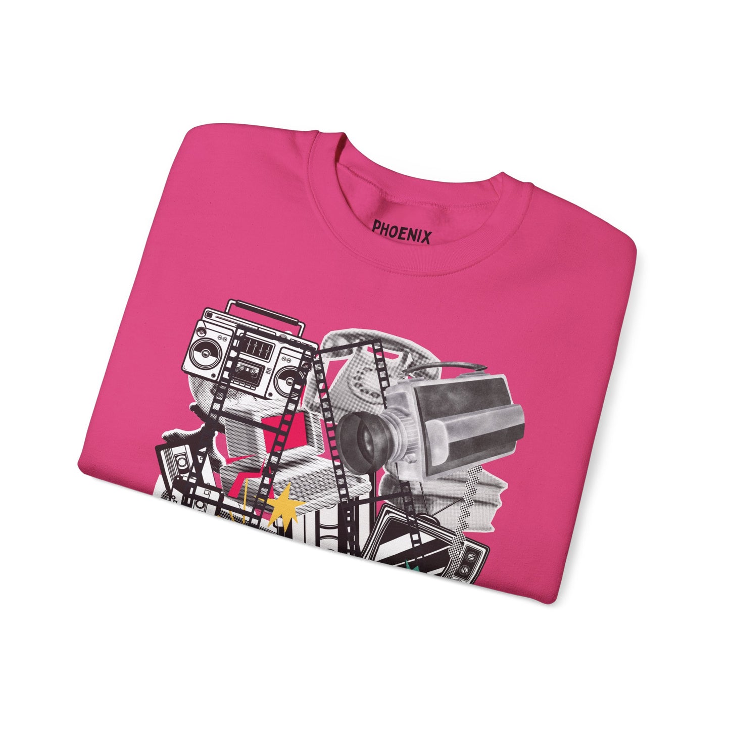 retro media mashup - crewneck sweatshirt