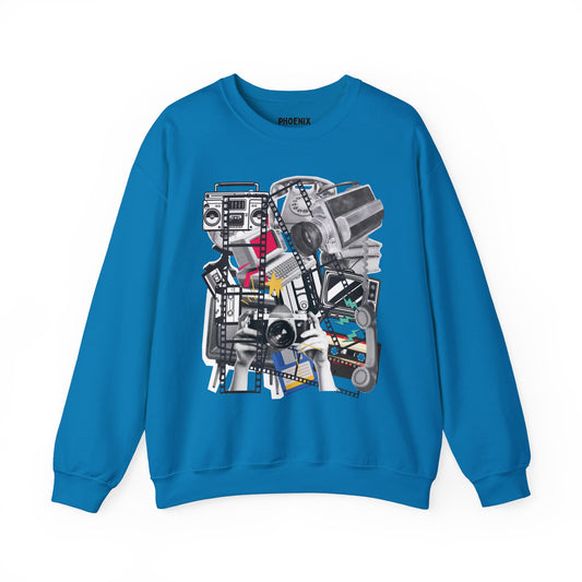 retro media mashup - crewneck sweatshirt