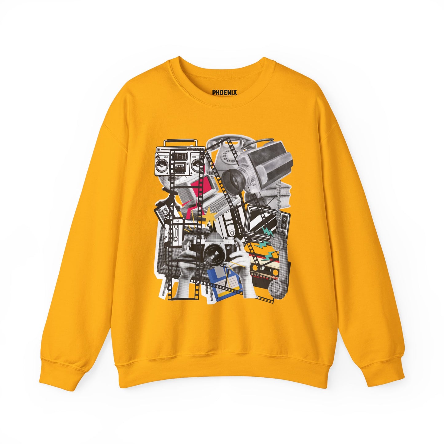 retro media mashup - crewneck sweatshirt