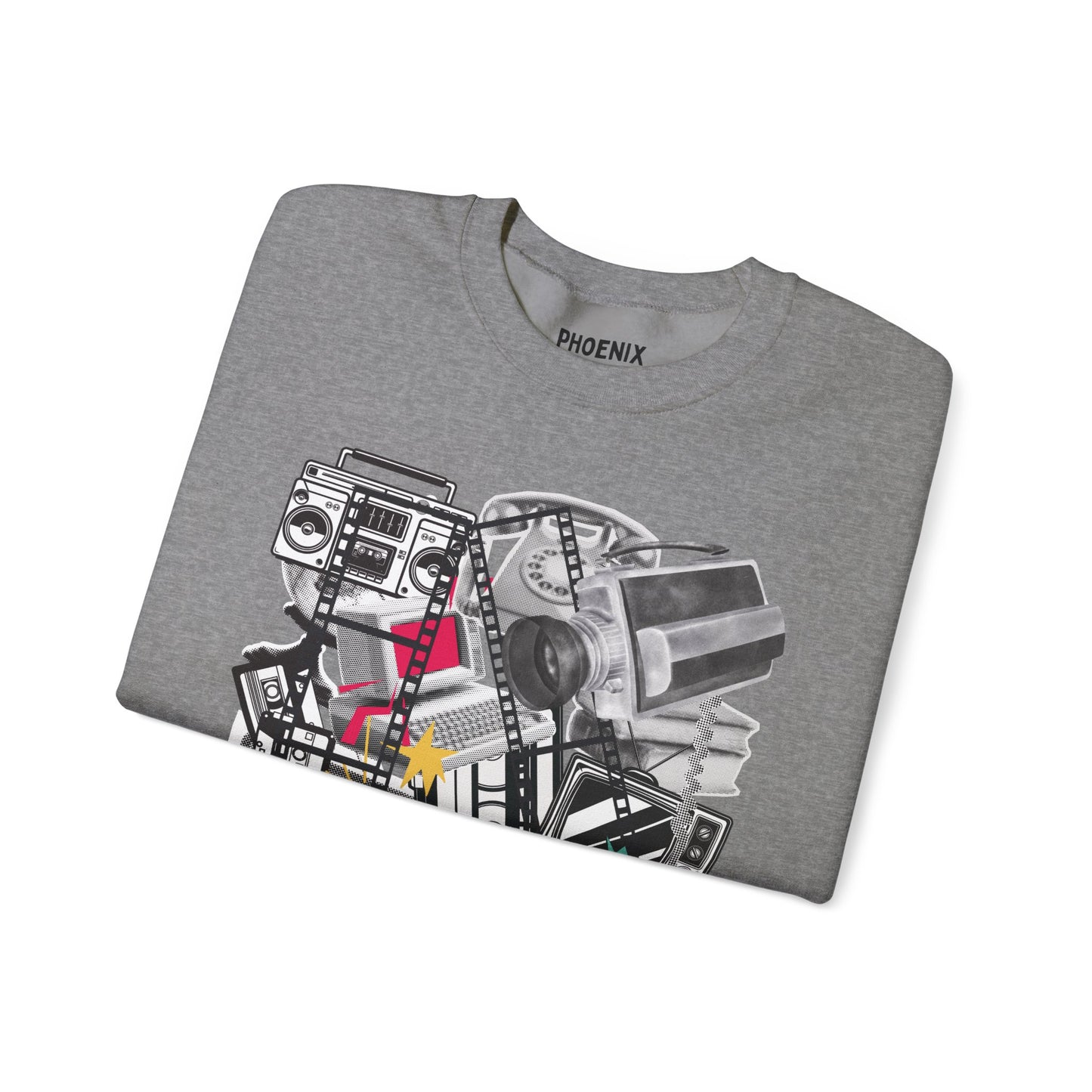 retro media mashup - crewneck sweatshirt