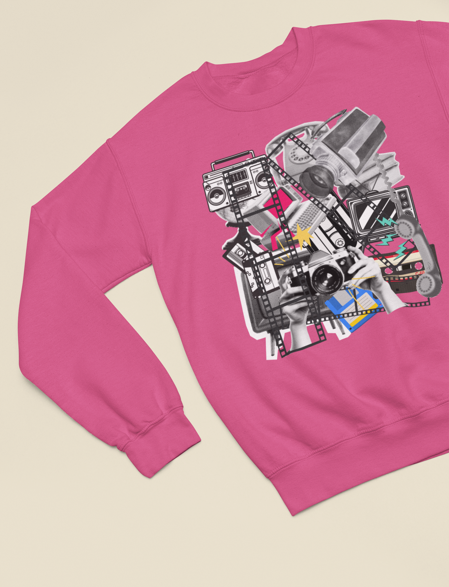 retro media mashup - crewneck sweatshirt