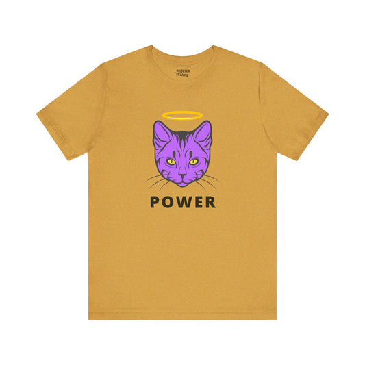 Playful Cat Power Tee, Casual T-Shirt, Unique Animal Shirt, Gift for Cat Lovers, Fun Graphic Top, Everyday Wear