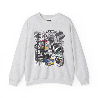 retro media mashup - crewneck sweatshirt