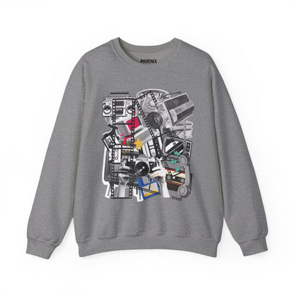 retro media mashup - crewneck sweatshirt