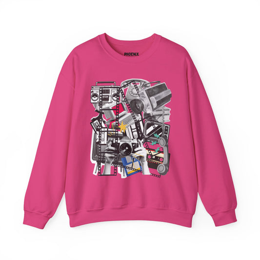 retro media mashup - crewneck sweatshirt