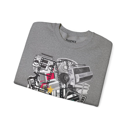 retro media mashup - crewneck sweatshirt